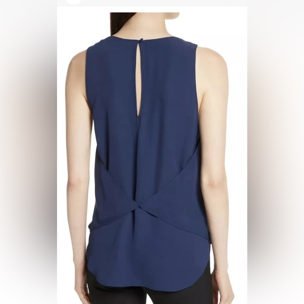 Theory Zabetha Sapphire Blue Classic‎ Georgette Back Wrap Top Size M Sleeveless